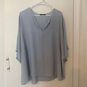 T Tahari 3x Blue Blouse Flowy Dolmen Sleeves V-neck Top